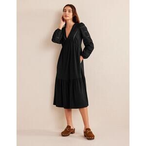 BODEN Woven Mix Midi ruffle Jersey Dress womens small sz 4